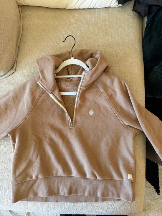 Vuori Tops - Vuori Half-Zip Hoodie in Light Brown